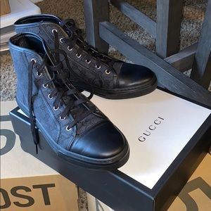 Authentic Black Gucci GG High Top Sneakers